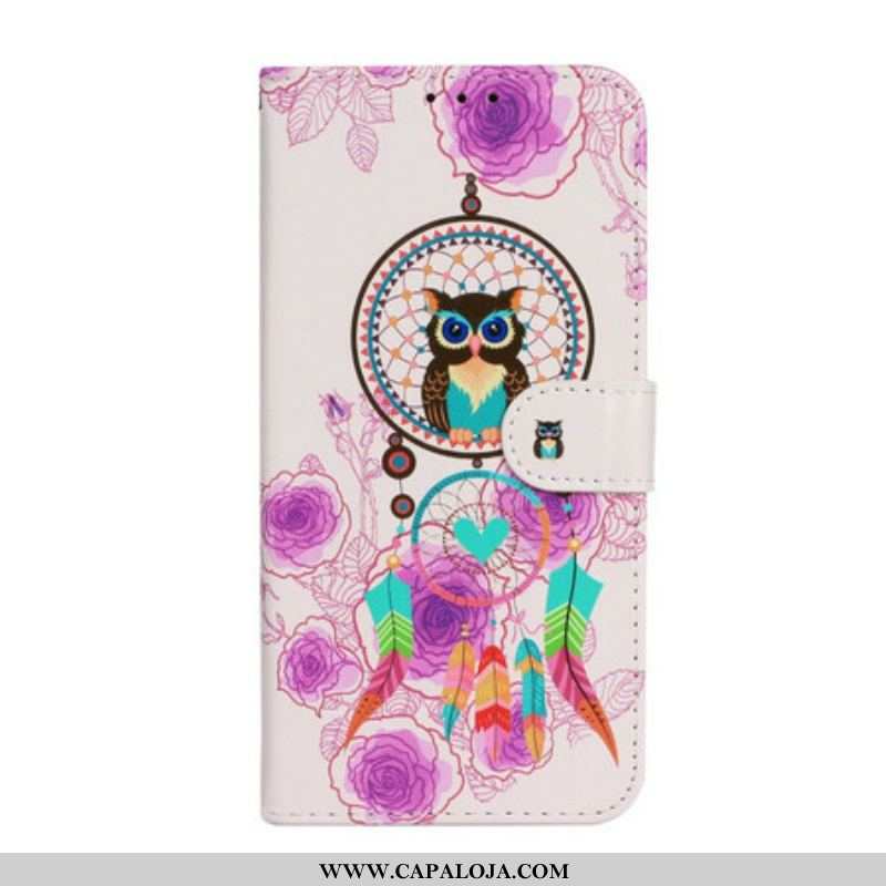 Capa Flip Para iPhone 13 Mini De Cordão Mandala Coruja