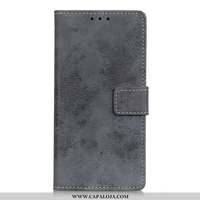 Capa Flip Para iPhone 13 Mini Efeito Couro Vintage