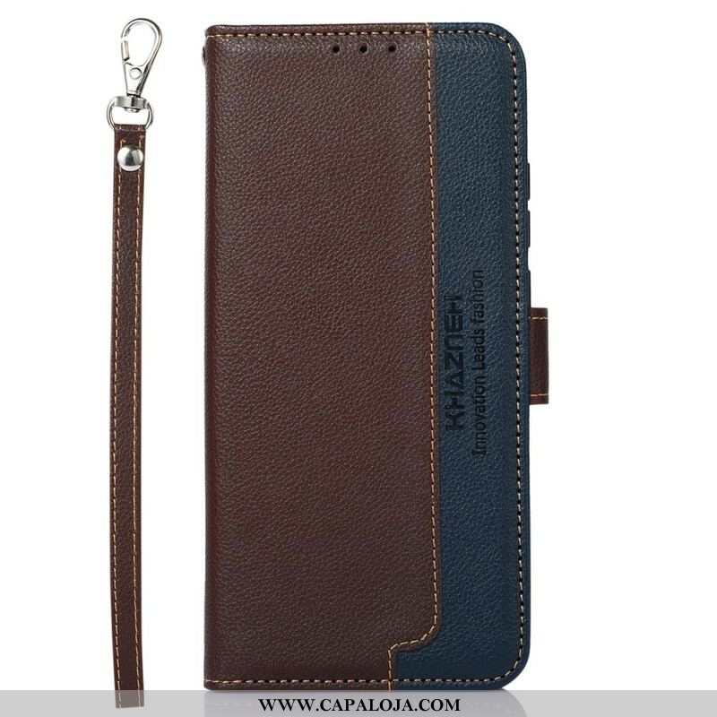 Capa Flip Para iPhone 13 Mini Estilo Lichia Rfid Khazneh