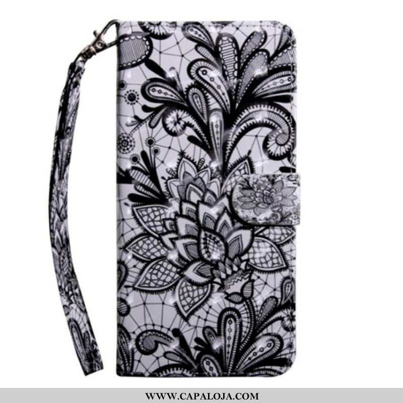 Capa Flip Para iPhone 13 Mini Renda Ponto De Luz