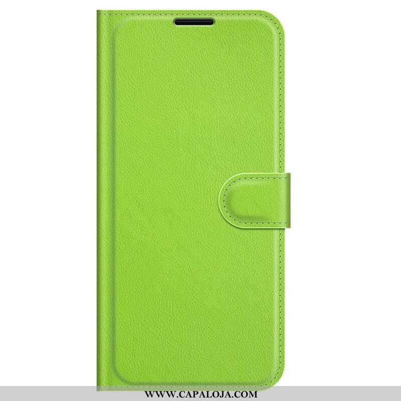 Capa Flip Para iPhone 13 Pro Clássico Efeito Couro Lichia