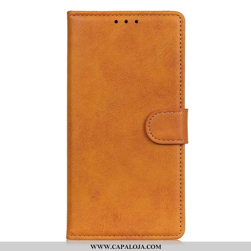 Capa Flip Para iPhone 13 Pro Efeito De Couro Fosco Retrô