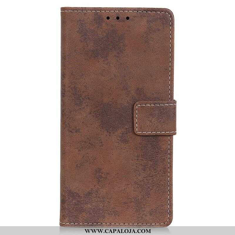 Capa Flip Para iPhone 13 Pro Max Efeito Couro Vintage