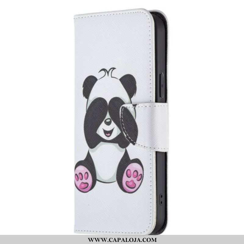 Capa Flip Para iPhone 13 Pro Max Panda Divertido