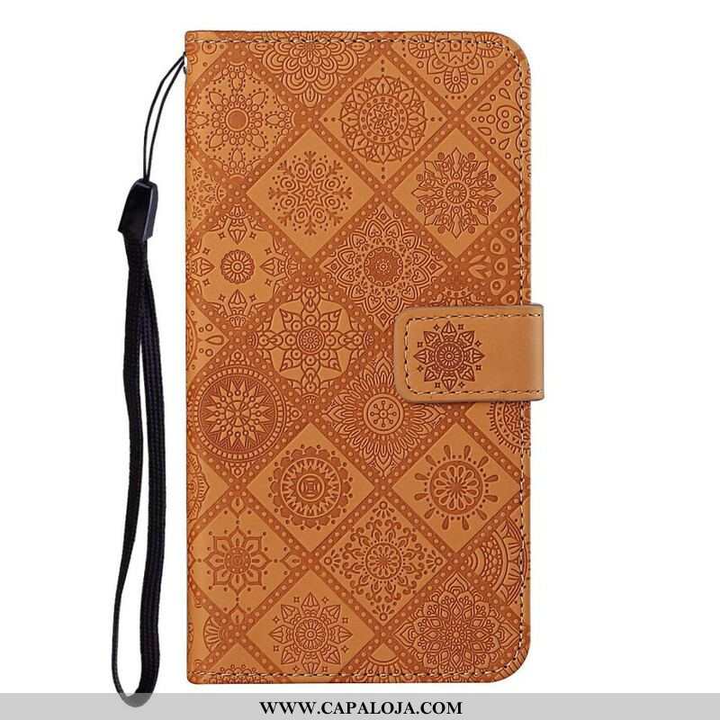 Capa Flip Para iPhone 13 Pro Padrão De Tapeçaria