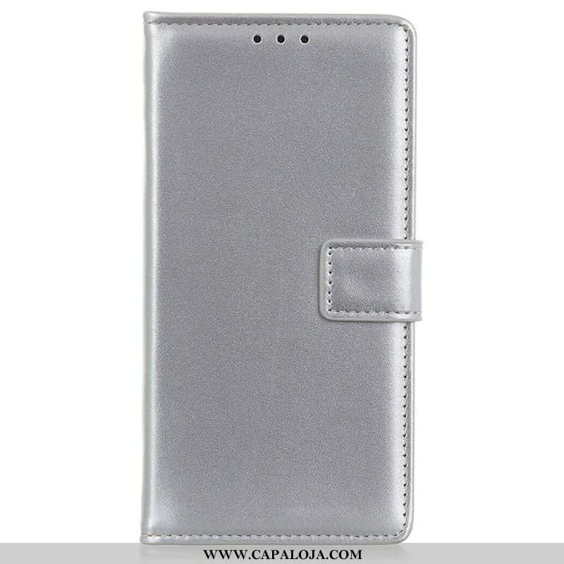 Capa Flip Para iPhone 14 Couro Sintético Liso