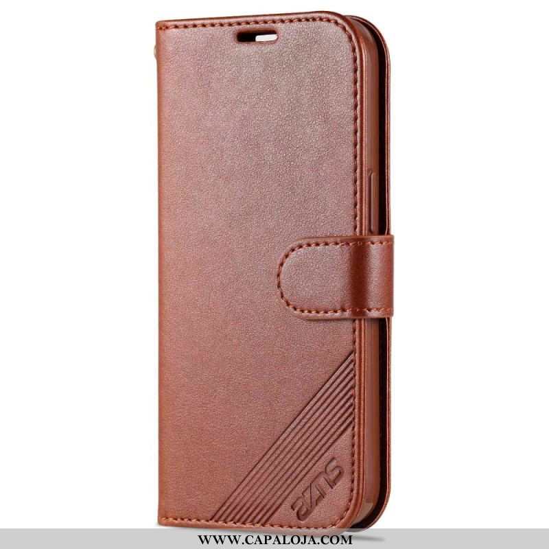 Capa Flip Para iPhone 14 Estilo De Couro Azns