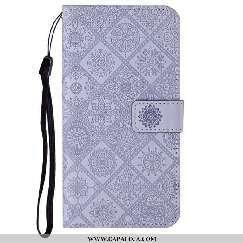 Capa Flip Para iPhone 14 Plus Padrão De Tapeçaria