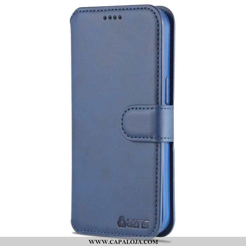 Capa Flip Para iPhone 14 Pro Max Couro Sintético Azns