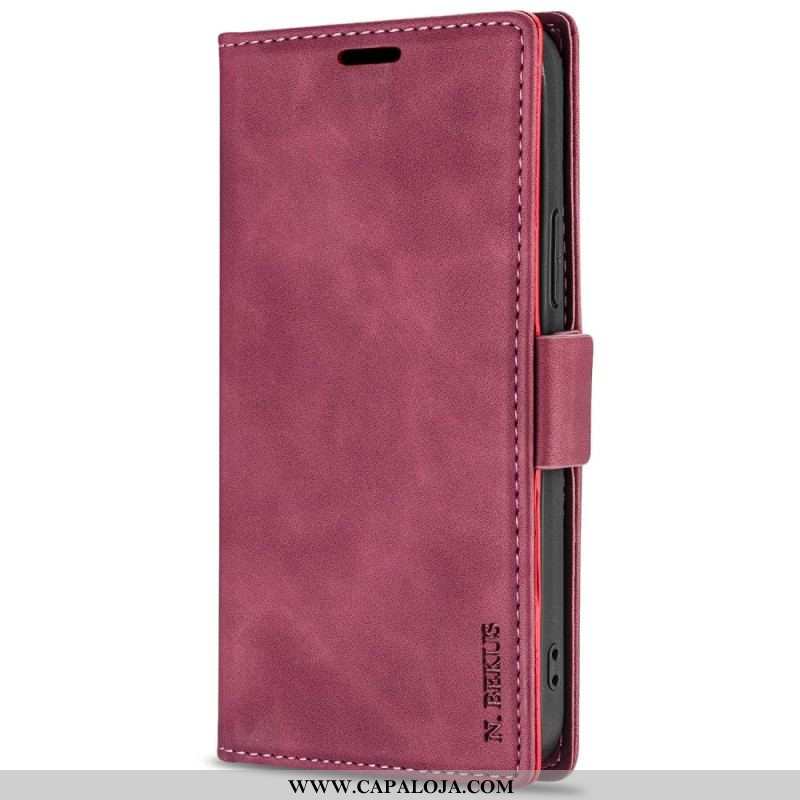 Capa Flip Para iPhone 14 Pro Max Ln.bekus Efeito Couro