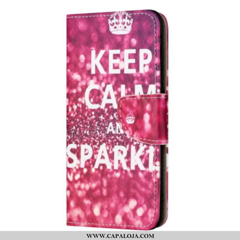 Capa Flip Para iPhone 15 Mantenha A Calma