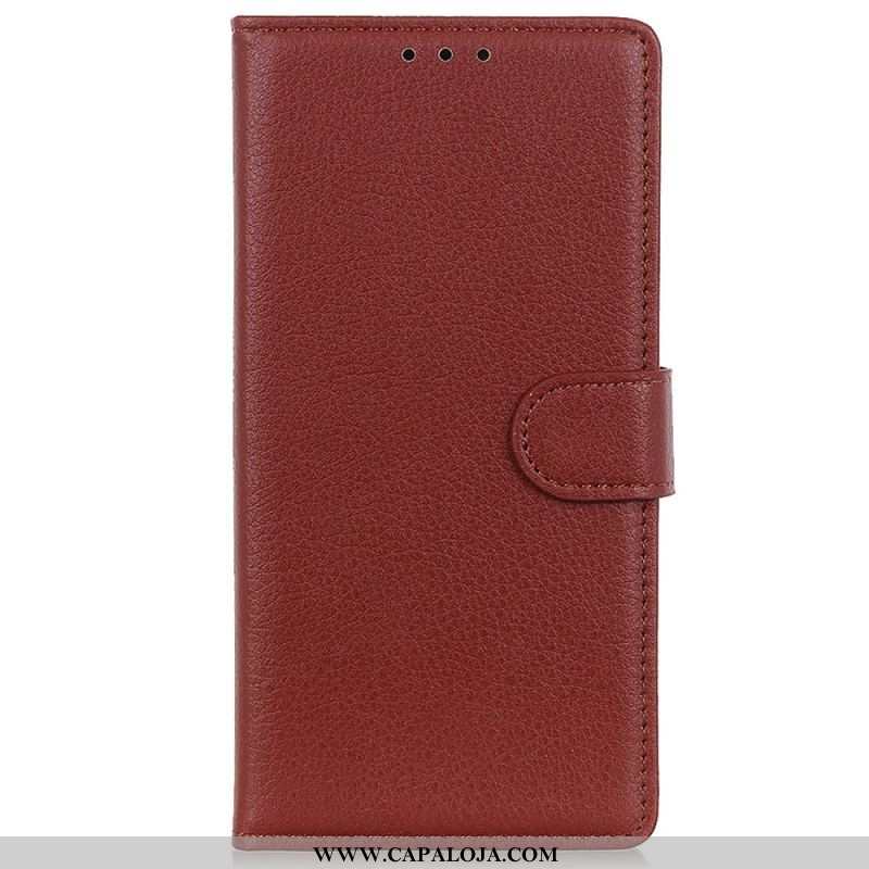 Capa Flip Para iPhone 15 Plus Couro Sintético Tradicional