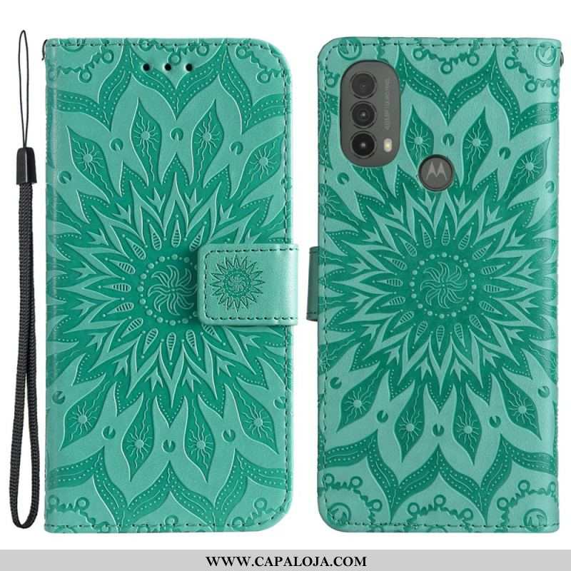 Capa Folio Para Moto E40 / E30 / E20 Flor Do Sol