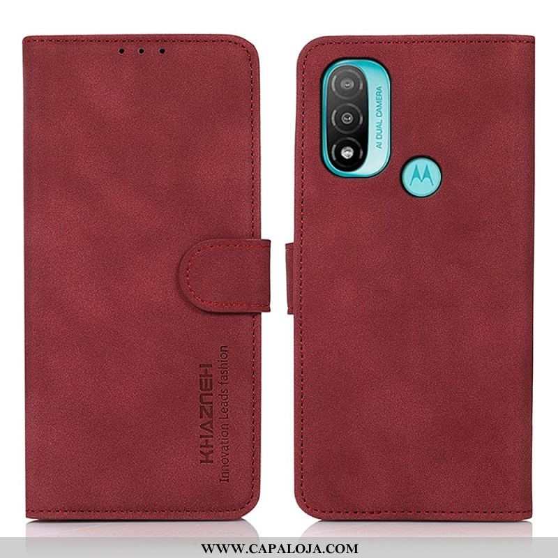 Capa Folio Para Moto E40 / E30 / E20 Khazneh Moda Efeito Couro