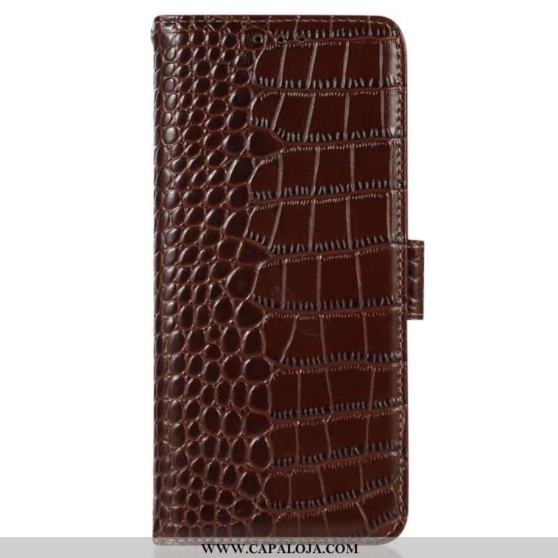 Capa Folio Para OnePlus 10T 5G Rfid Estilo Crocodilo