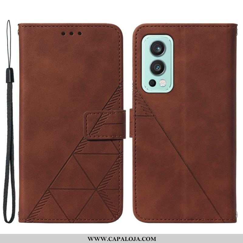 Capa Folio Para OnePlus Nord 2 5G Efeito Couro Pirâmide