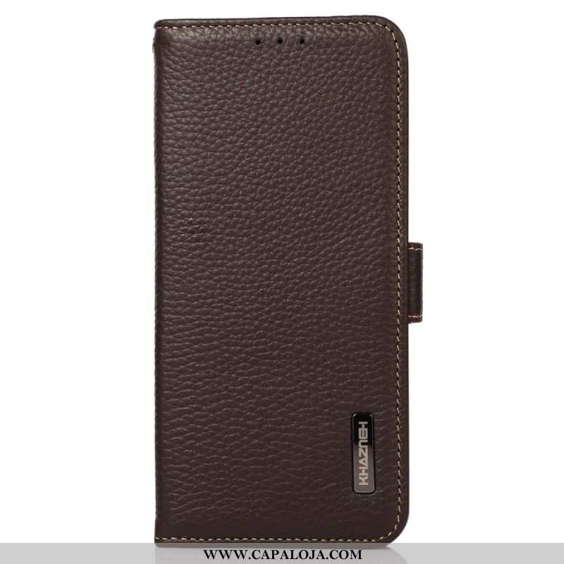 Capa Folio Para OnePlus Nord 2T 5G Couro De Lichia Khazneh Rfid