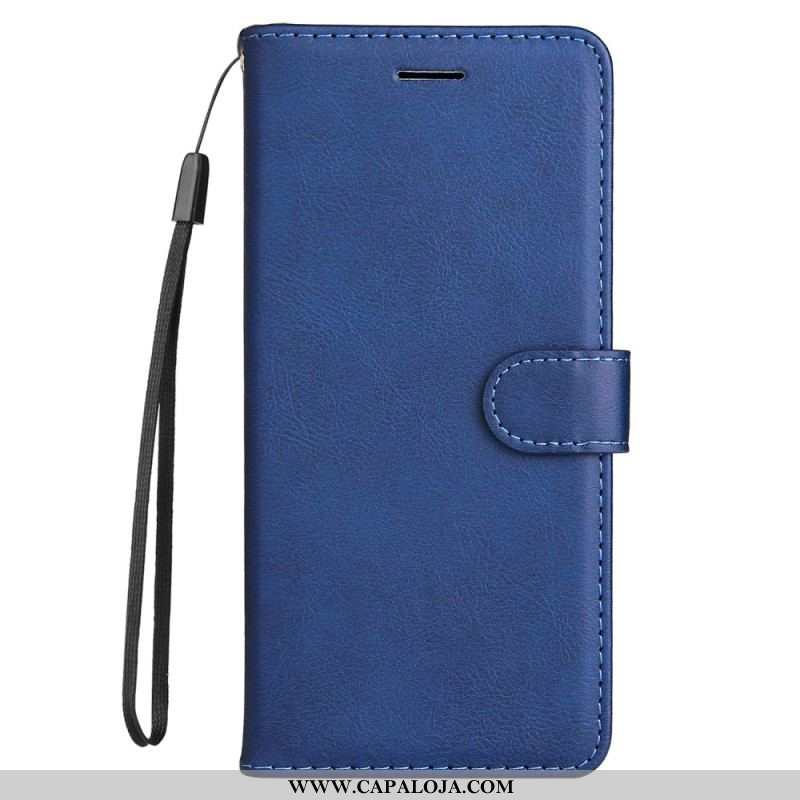 Capa Folio Para OnePlus Nord 2T 5G De Cordão Titular De Cartão Com Alça De Couro Falso