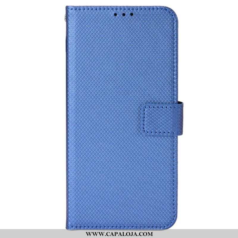 Capa Folio Para OnePlus Nord CE 2 5G De Cordão Strappy Textura Diamante