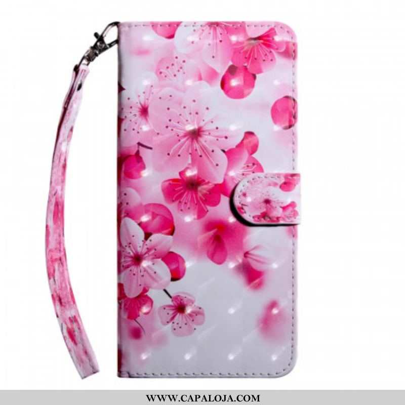 Capa Folio Para Oppo A16 / A16s Flores Cor De Rosa