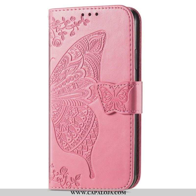 Capa Folio Para Oppo A16 / A16s Meia Borboleta