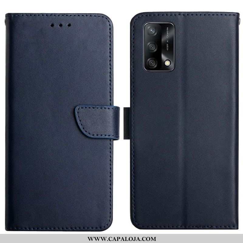 Capa Folio Para Oppo A74 4G Couro Napa Genuíno