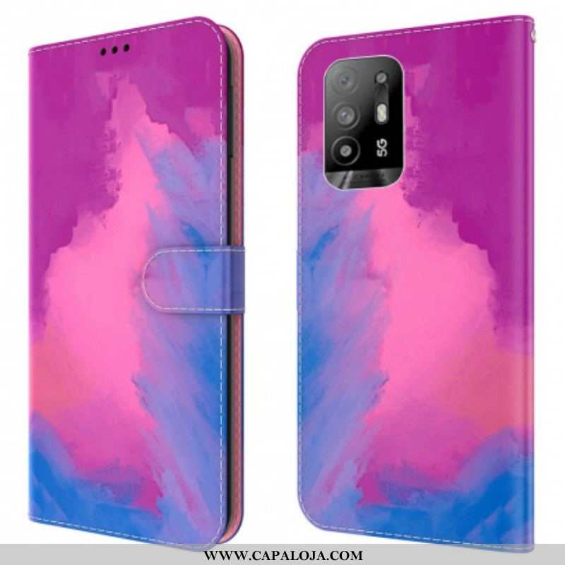 Capa Folio Para Oppo A94 5G Aquarela