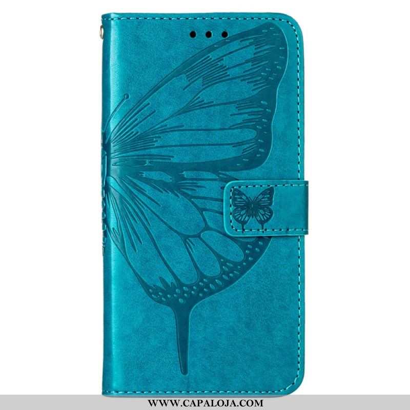 Capa Folio Para Oppo A94 5G Borboleta Com Cordão