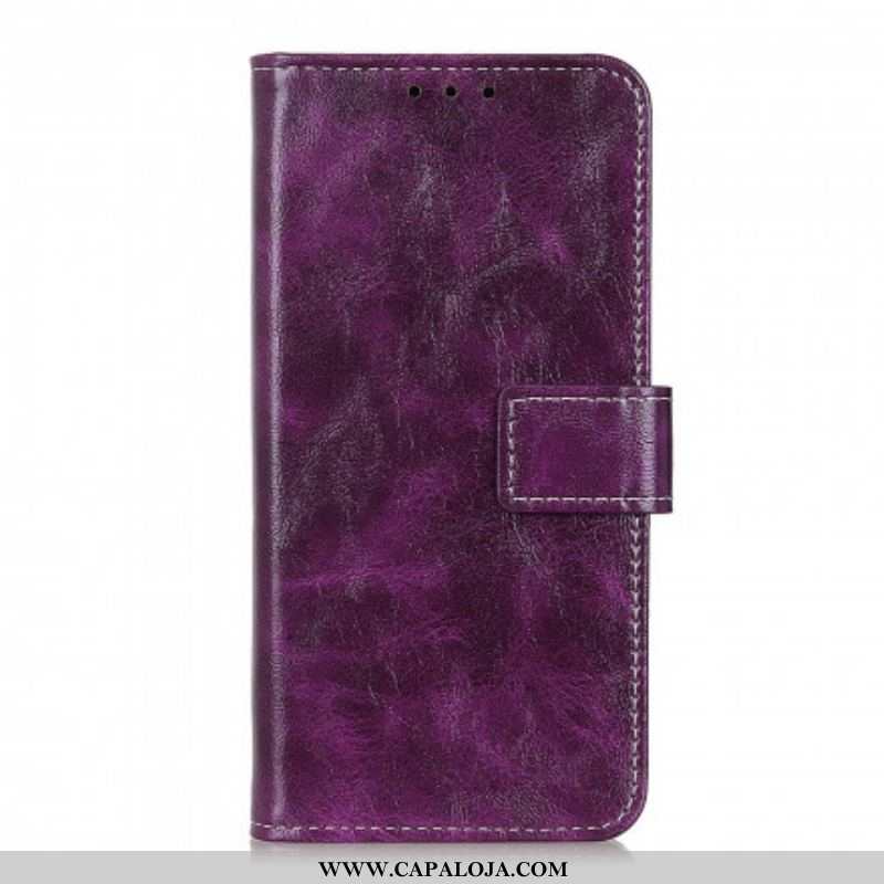 Capa Folio Para Oppo Find X3 Neo Costuras Expostas Efeito Couro