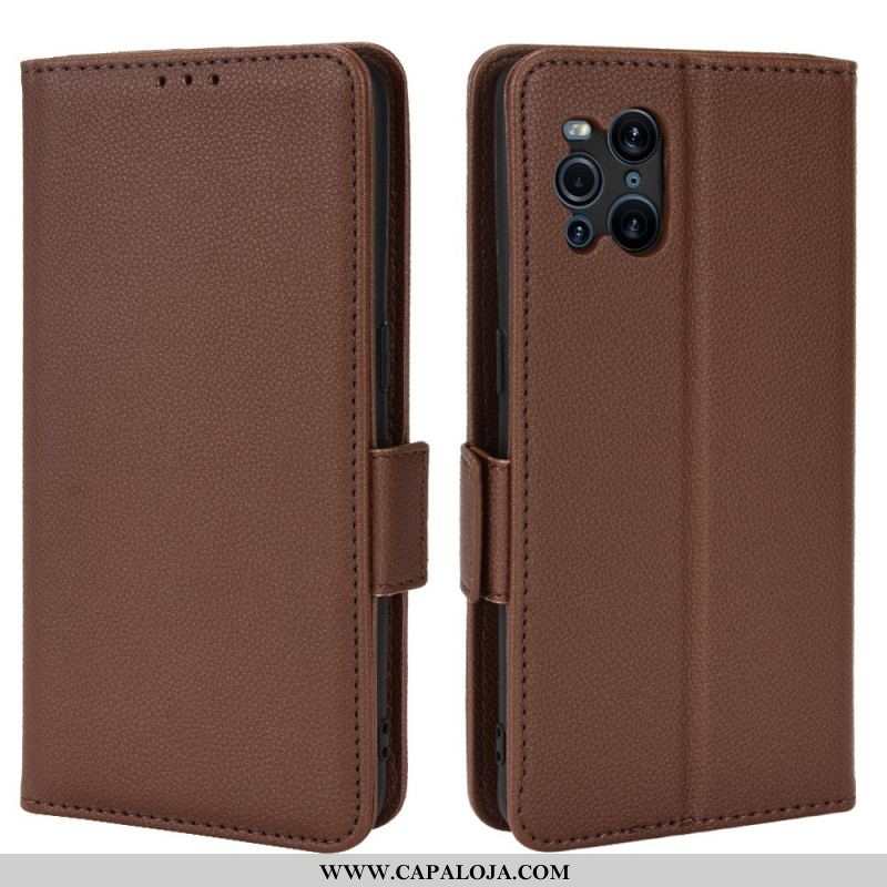 Capa Folio Para Oppo Find X3 Pro Flip Flap Double Litchi Novas Cores