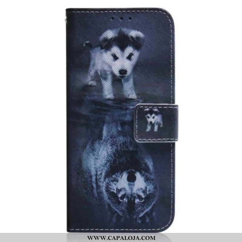 Capa Folio Para Oppo Reno 8 Lite Sonho De Cachorrinho