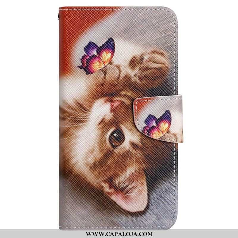 Capa Folio Para Samsung Galaxy A13 Contos De Gatos Com Cordão