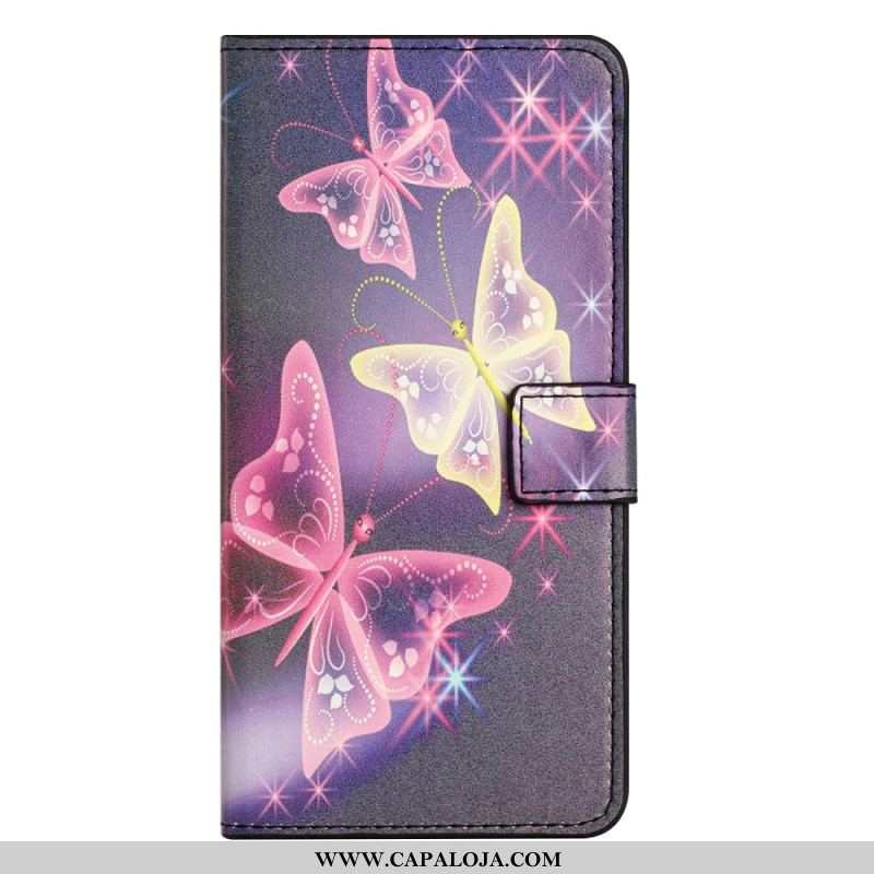 Capa Folio Para Samsung Galaxy A14 / A14 5G Borboletas