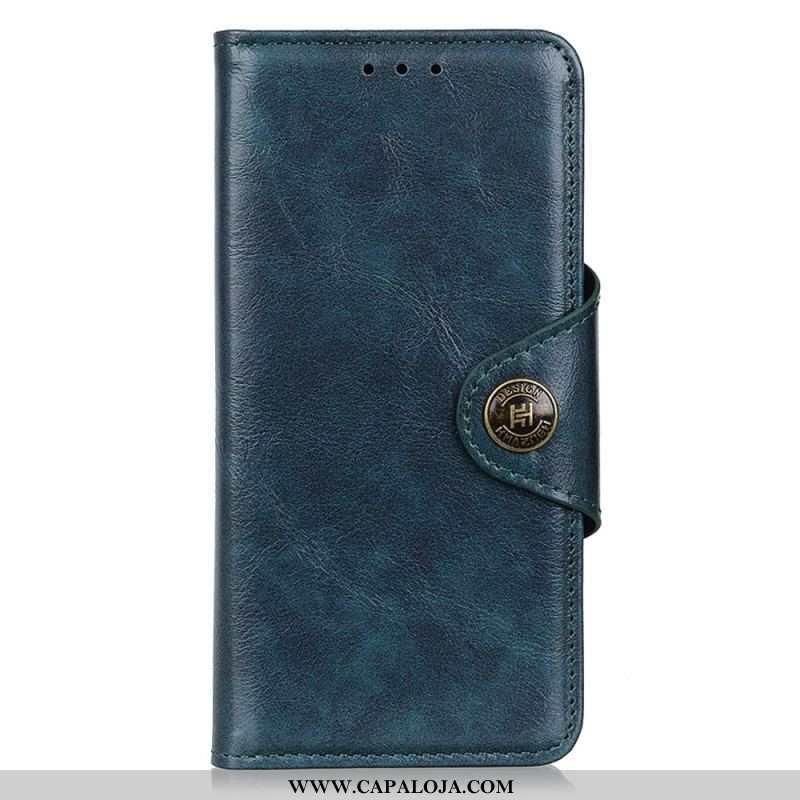 Capa Folio Para Samsung Galaxy A14 / A14 5G Couro Envernizado Sintético Com Botão