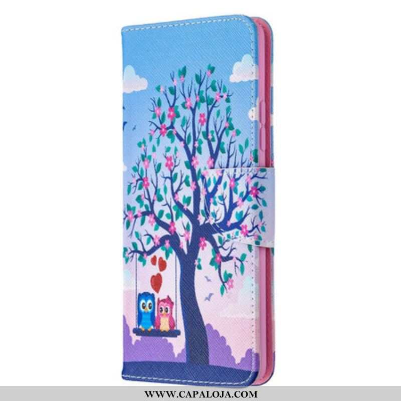 Capa Folio Para Samsung Galaxy A42 5G Corujas No Balanço