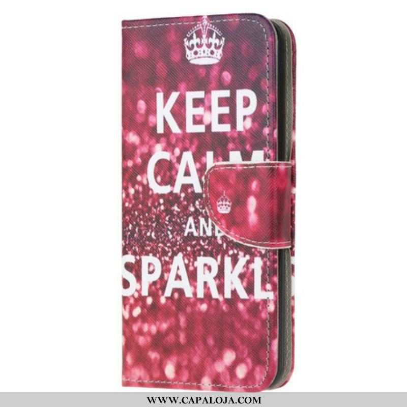 Capa Folio Para Samsung Galaxy A52 4G / A52 5G / A52s 5G Mantenha A Calma E Brilhe