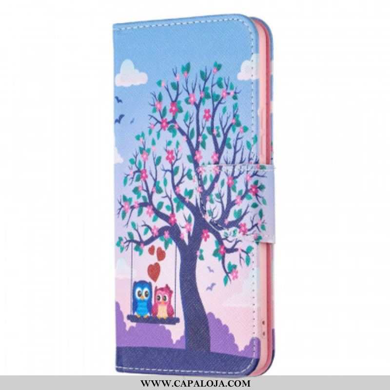 Capa Folio Para Samsung Galaxy A53 5G Corujas No Balanço