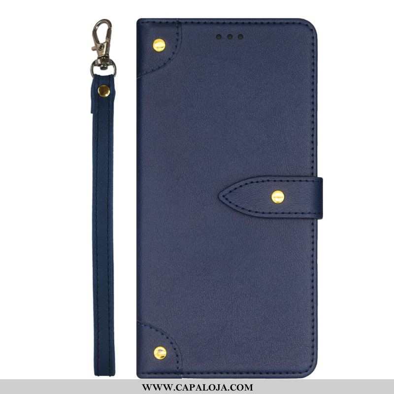 Capa Folio Para Samsung Galaxy A54 5G Rebites E Cinta Idewei