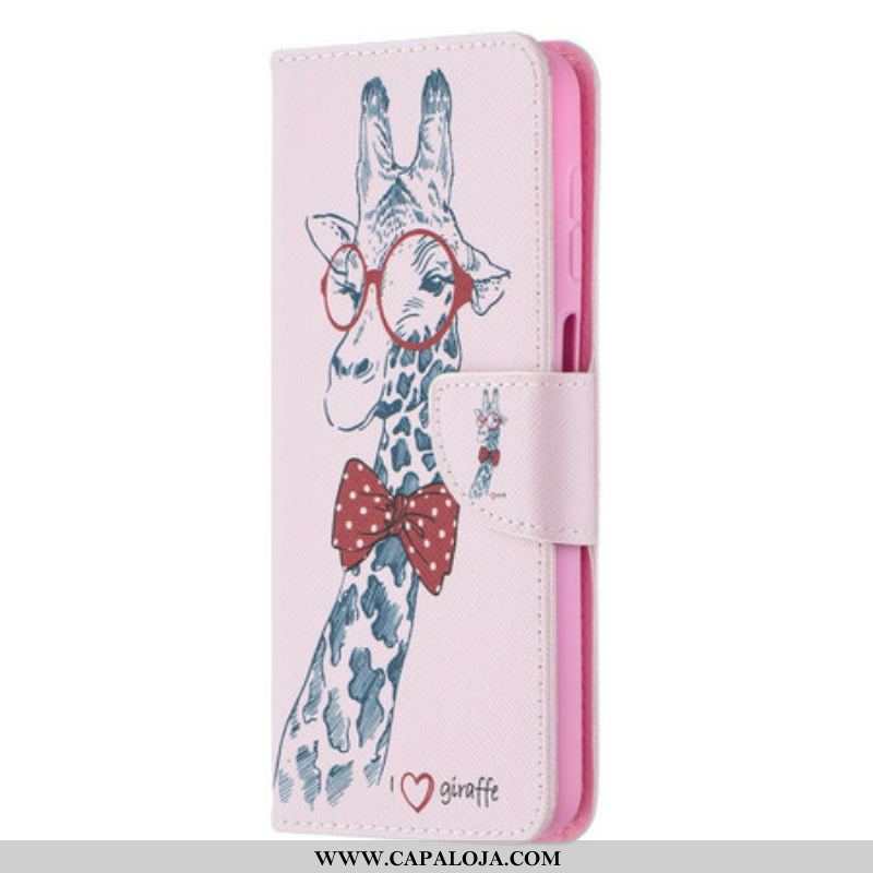 Capa Folio Para Samsung Galaxy M12 / A12 Girafa Inteligente