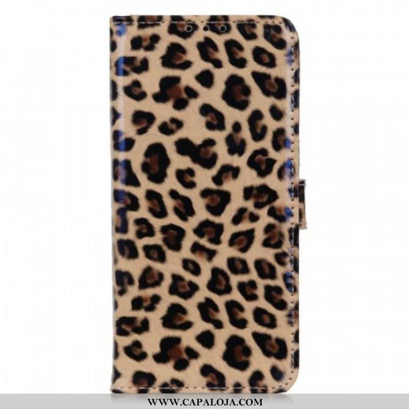 Capa Folio Para Samsung Galaxy M23 5G Efeito Pele De Leopardo