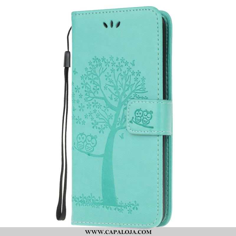 Capa Folio Para Samsung Galaxy M32 De Cordão Tanga E Corujas