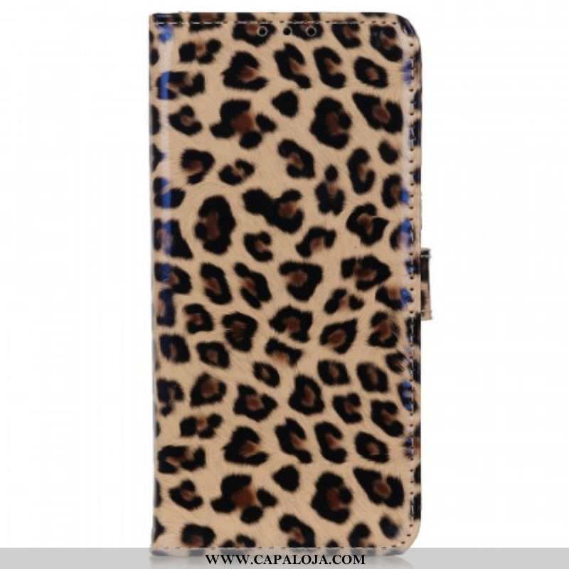 Capa Folio Para Samsung Galaxy M33 5G Pequeno Efeito Leopardo