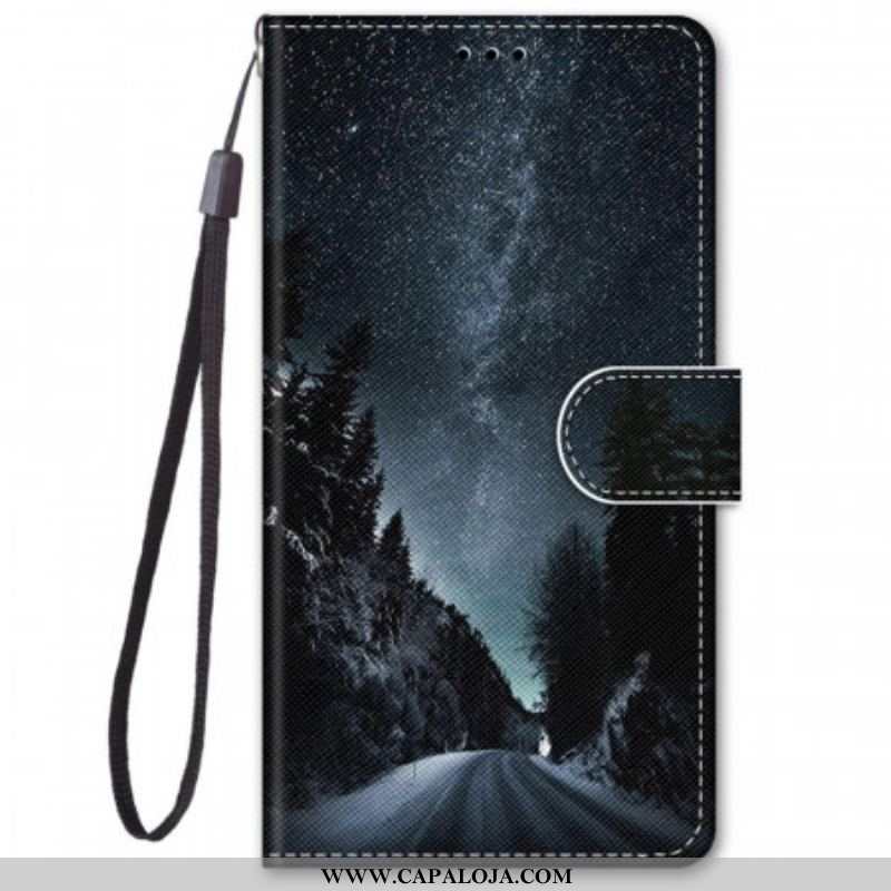 Capa Folio Para Samsung Galaxy M52 5G Estrada Da Montanha