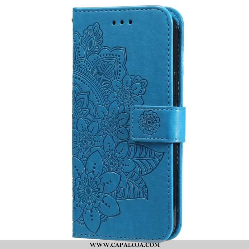 Capa Folio Para Samsung Galaxy M52 5G Flores De Mandala