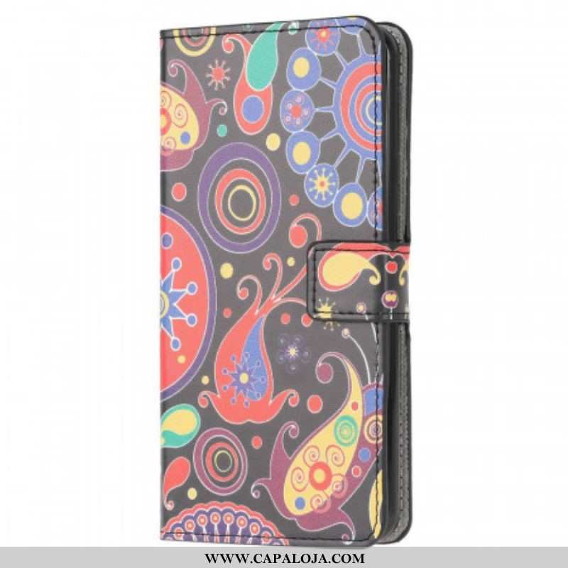 Capa Folio Para Samsung Galaxy M53 5G Padrão De Galáxia