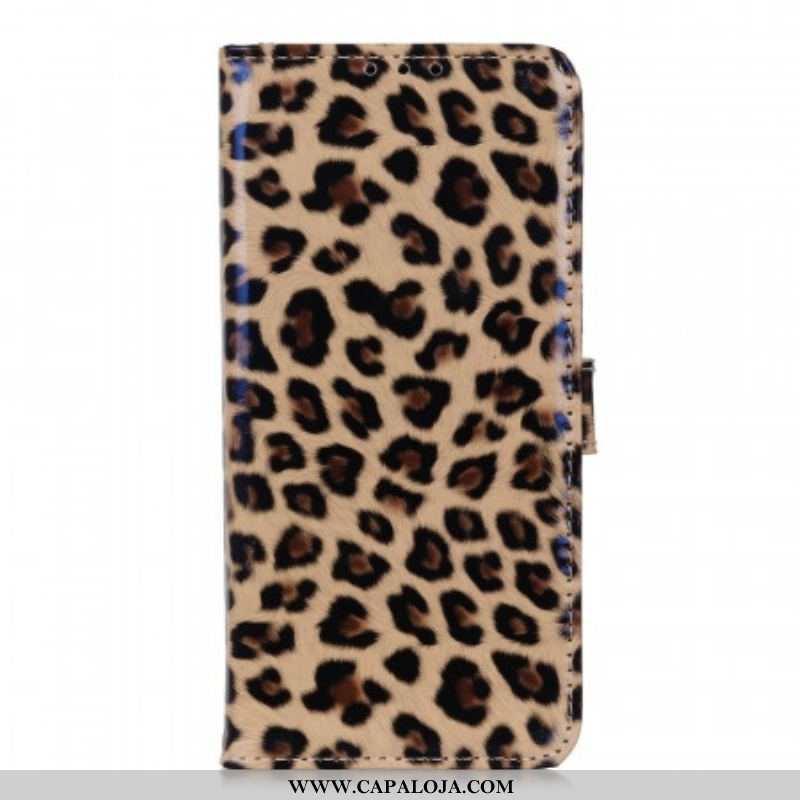 Capa Folio Para Samsung Galaxy M53 5G Pequeno Efeito Leopardo