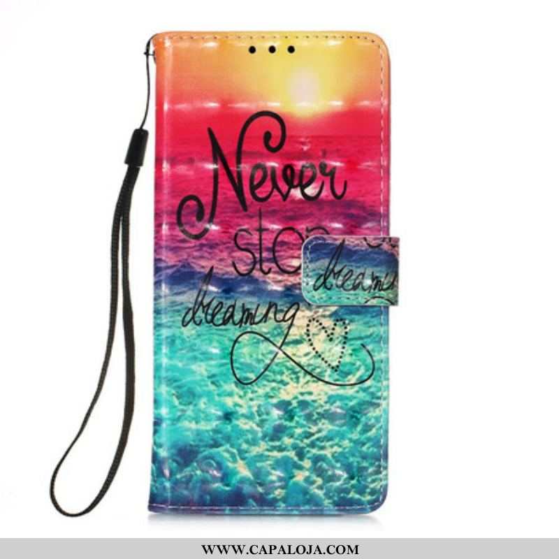 Capa Folio Para Samsung Galaxy S21 FE Nunca Pare De Sonhar