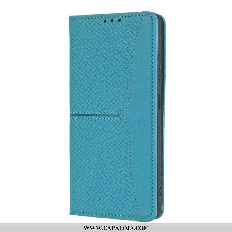 Capa Folio Para Samsung Galaxy S21 Ultra 5G De Cordão Estilo De Couro Trançado Com Tiras