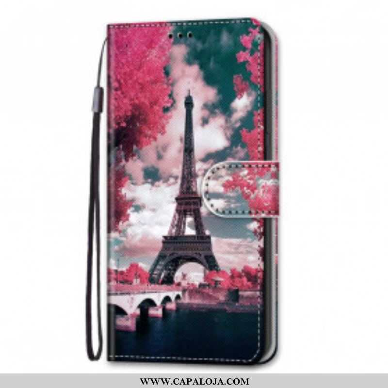 Capa Folio Para Samsung Galaxy S21 Ultra 5G Paris Em Flor