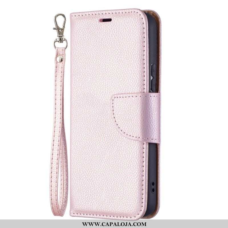 Capa Folio Para Samsung Galaxy S22 5G Flip Lichia Rabat Oblíqua